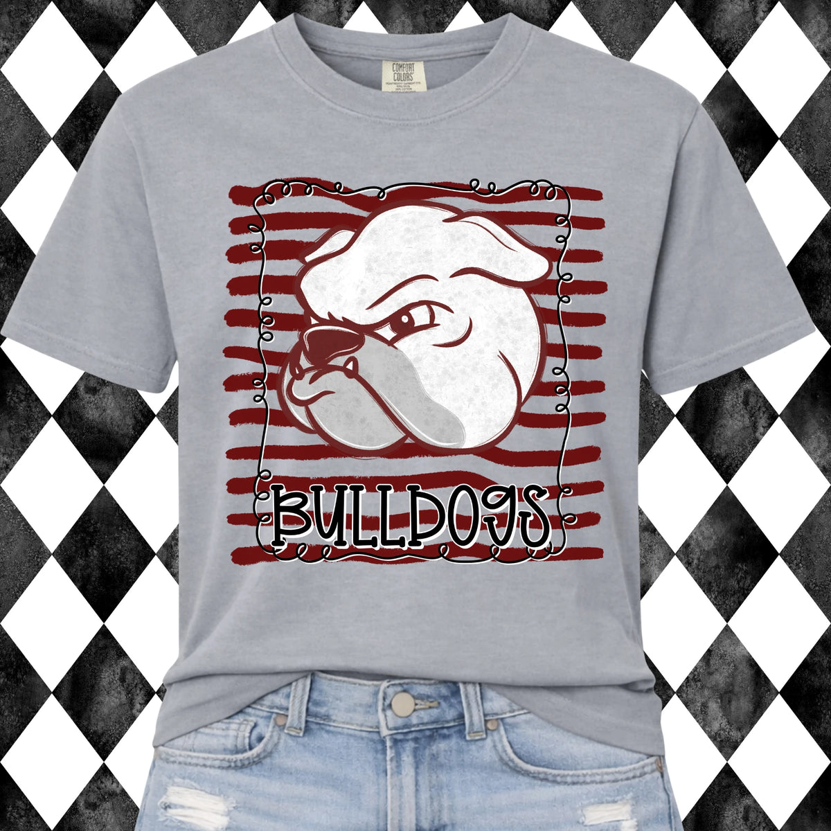 Striped Bulldogs t-shirt - grey, front