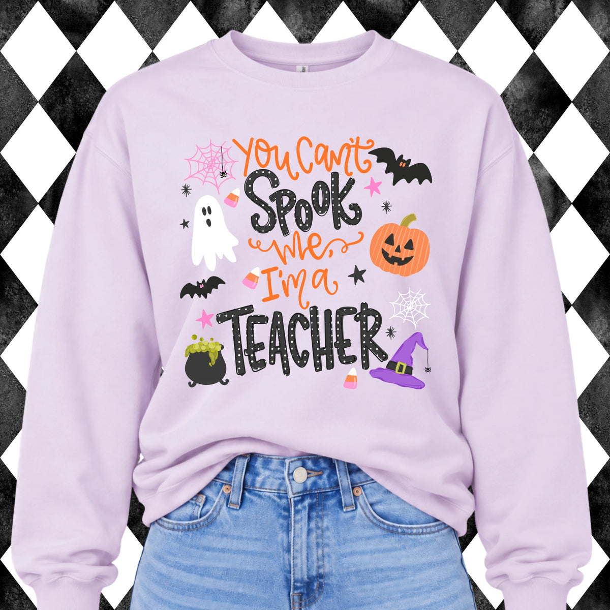 You Can't Spook Me, I'm a Teacher sweatshirt - Lavender