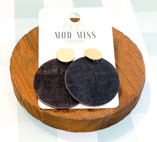 Onyx Whispers Cork Earrings - Maggie Mae's Boutique and Custom Printing