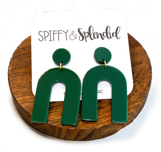 Enchanted Emerald Arch Earrings - Maggie Mae's Boutique and Custom Printing